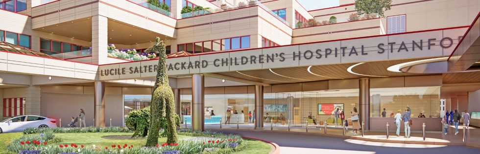 Rendering of modernized obstetric and neonatal facilities at Lucile Packard Children's Hospital Stanford